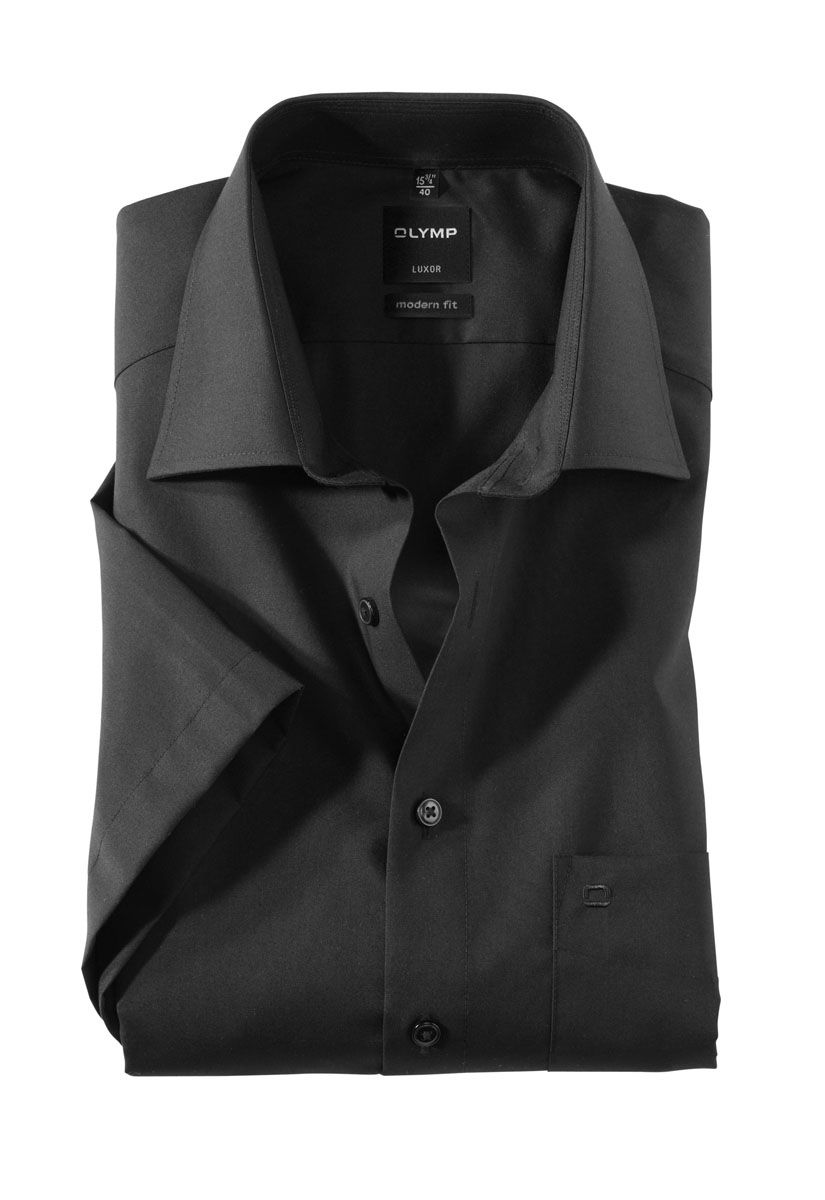 Olymp Modern fit: Kurzarmhemd - schwarz (68)
