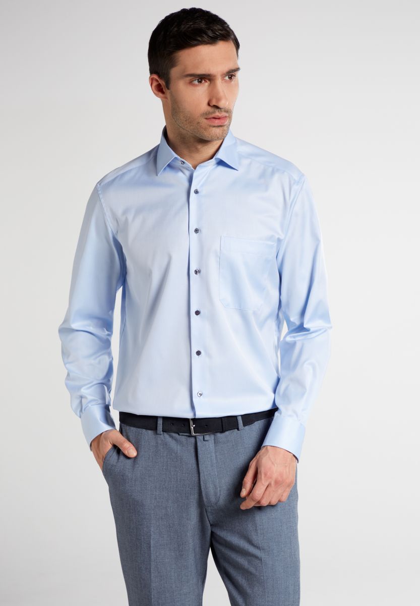 (10) Langarmhemd Fit blau Comfort - 45 - Eterna