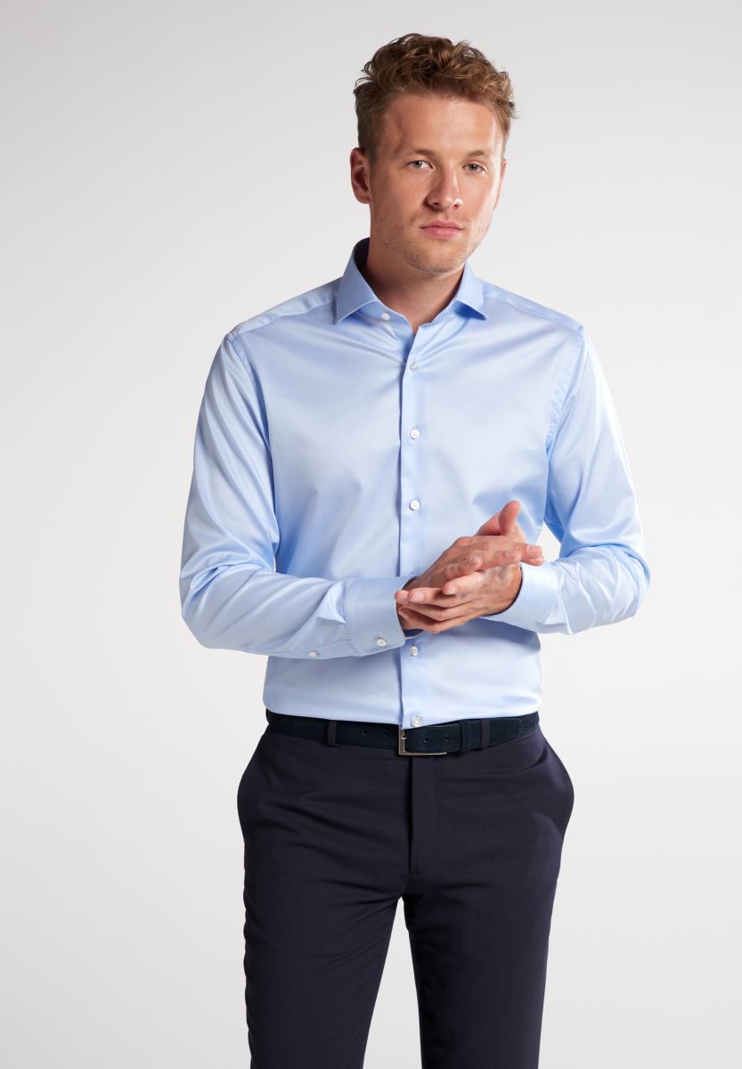 Eterna Slim Fit: long sleeve shirt  - blue (10)