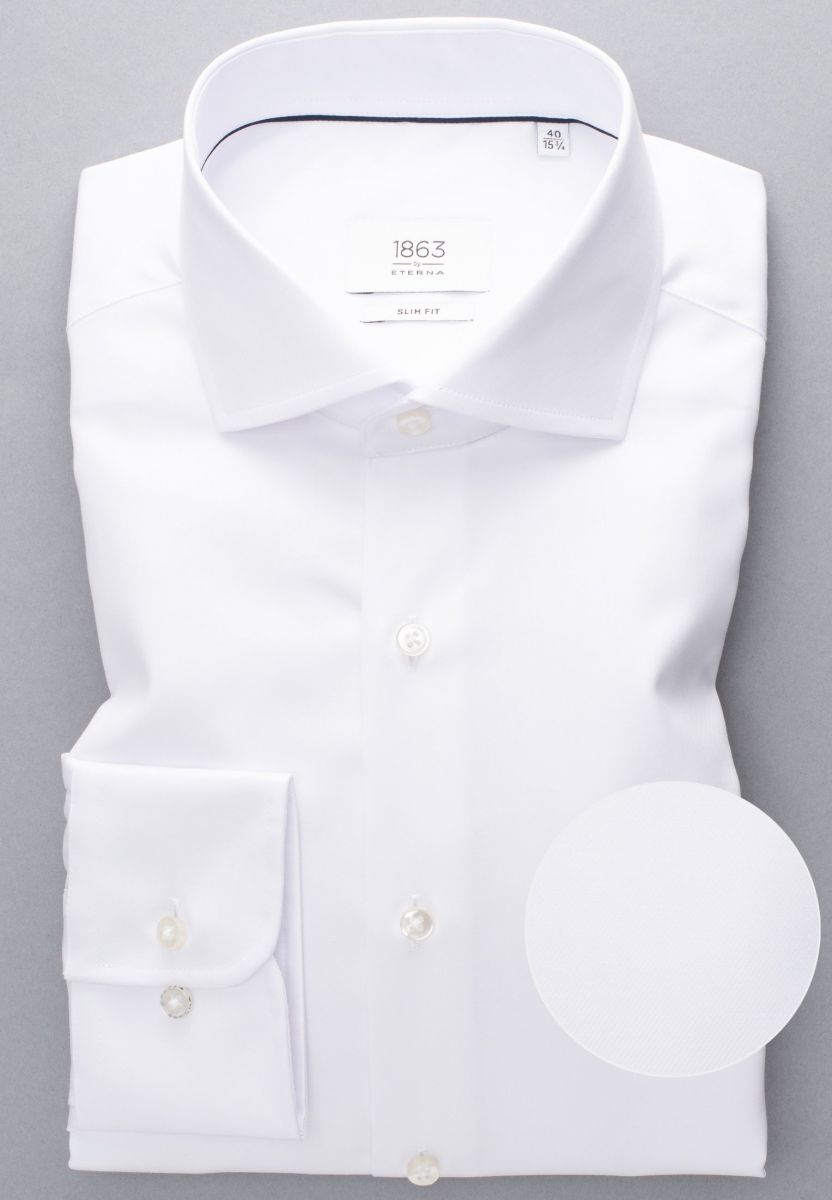 Eterna Slim Fit: long sleeve shirt  - white (00)