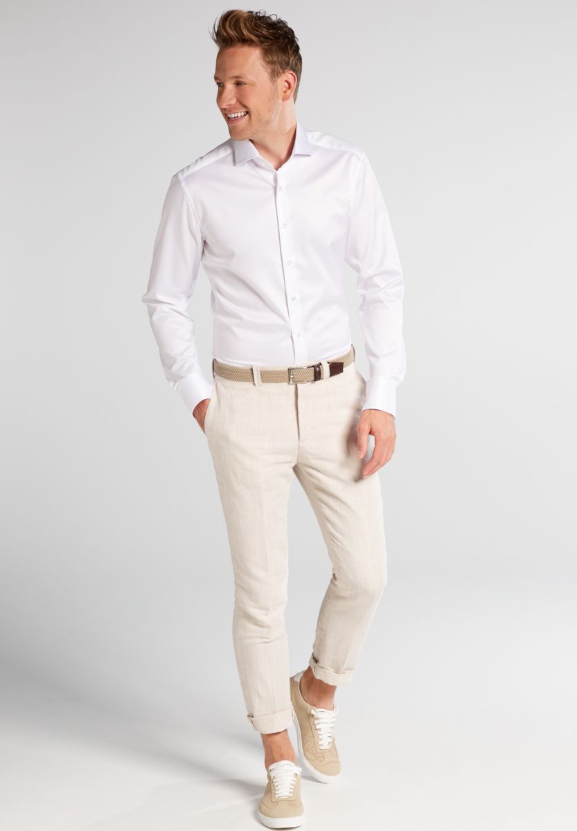 Eterna Slim Fit: long sleeve shirt  - white (00)