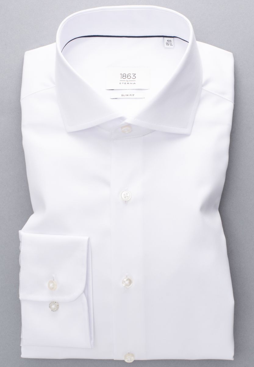 Eterna Slim Fit: long sleeve shirt  - white (00)