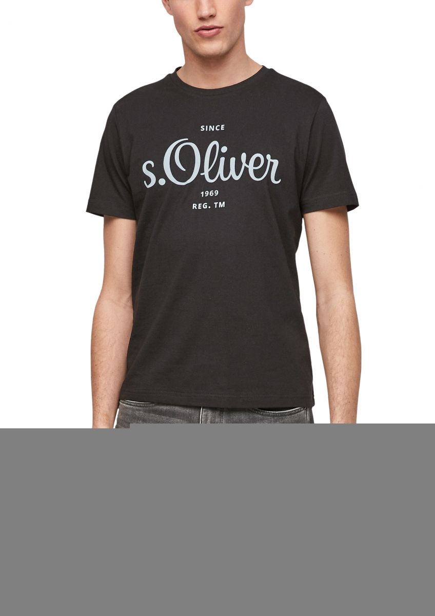 - label fit: (9999) Regular Red - M print T-shirt black Label s.Oliver with