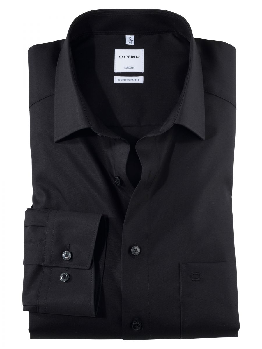 Olymp Comfort Fit : shirt - black (68)