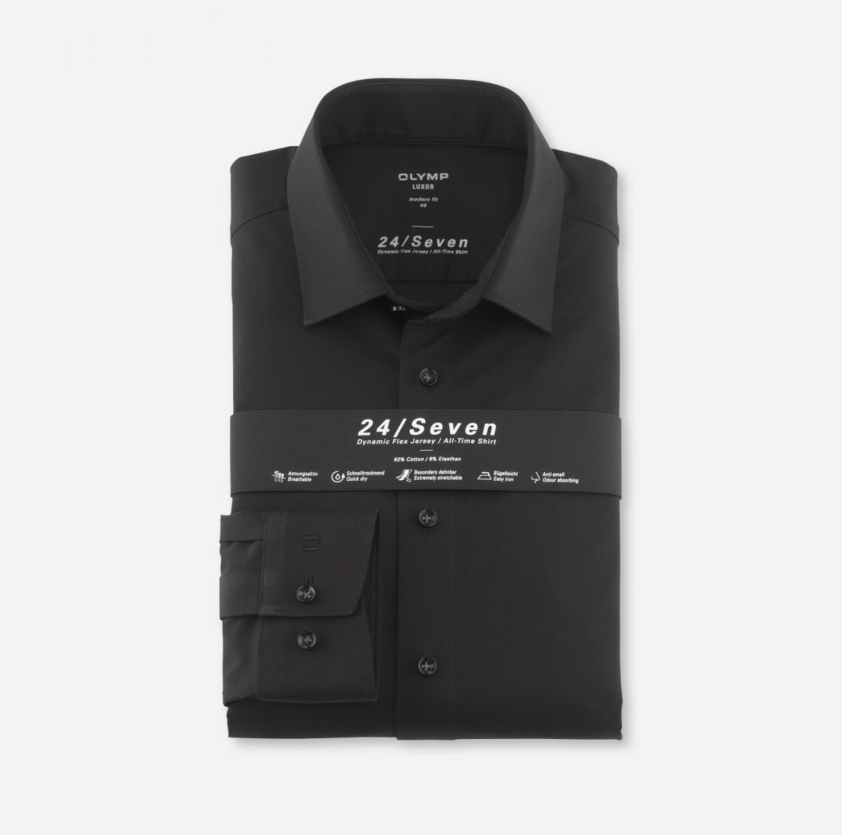 Olymp Modern Fit: long sleeve shirt - black (68)