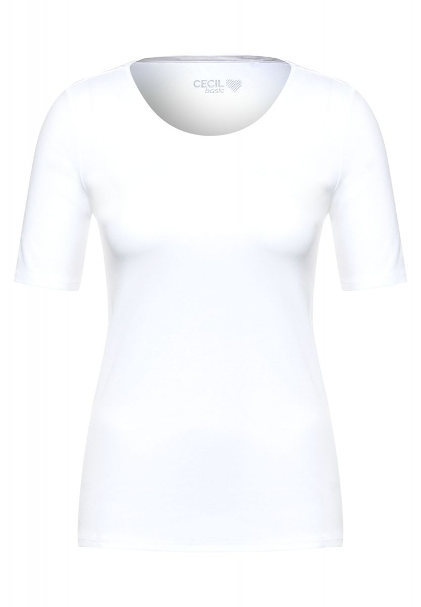 Cecil Plain color t-shirt - white (10000) - XL