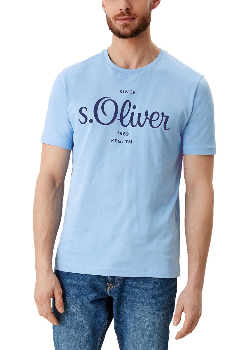 s.Oliver Red Regular fit: mit Label - - Label-Print (5334) S blau T-Shirt