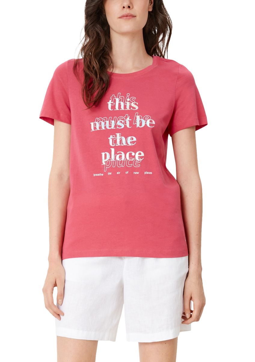s.Oliver Red Label T-shirt with printed lettering - pink (45D0) - 38
