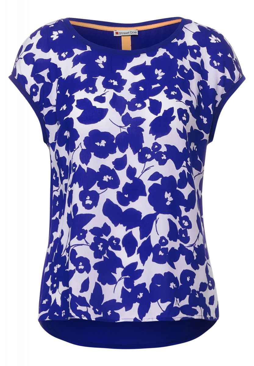 Street One T-Shirt mit Blumen Print 44 - (23800) - blau
