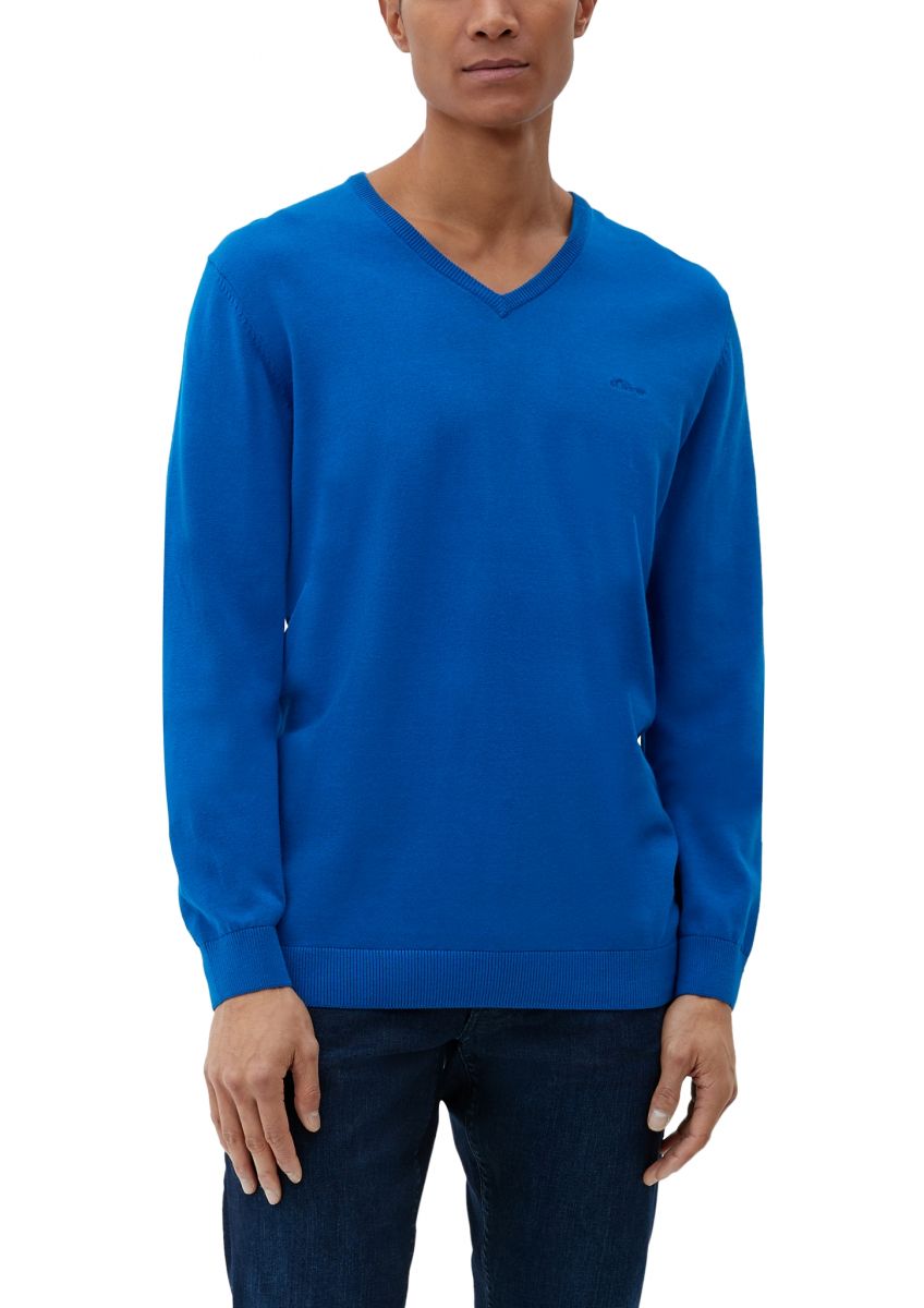 s.Oliver Red Label Feinstrick-Pullover mit Stickerei - blau (5621) - XXL