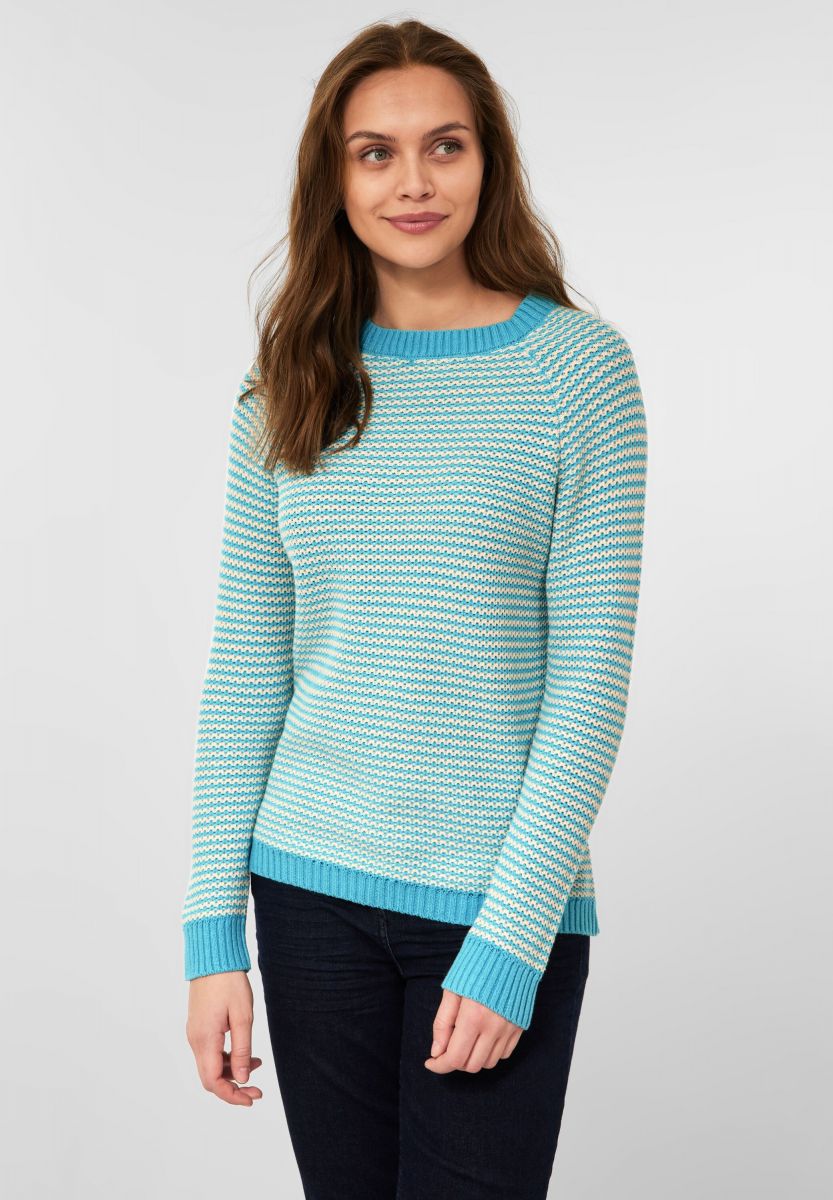 Cecil Sweater with structure blue white 24409 M