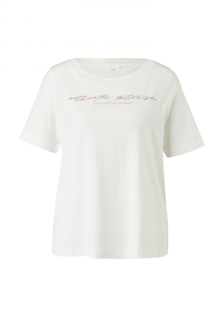 s.Oliver Black - print a with (02D2) - subtle Label beige 32 T-shirt