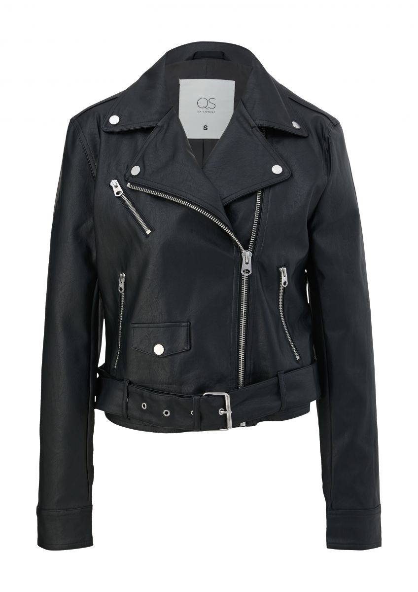 Black pu hotsell biker jacket