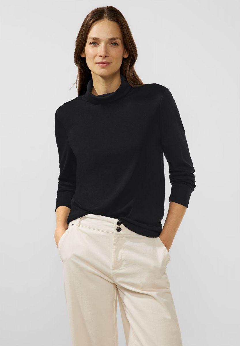 Black roll neck outlet long sleeve top