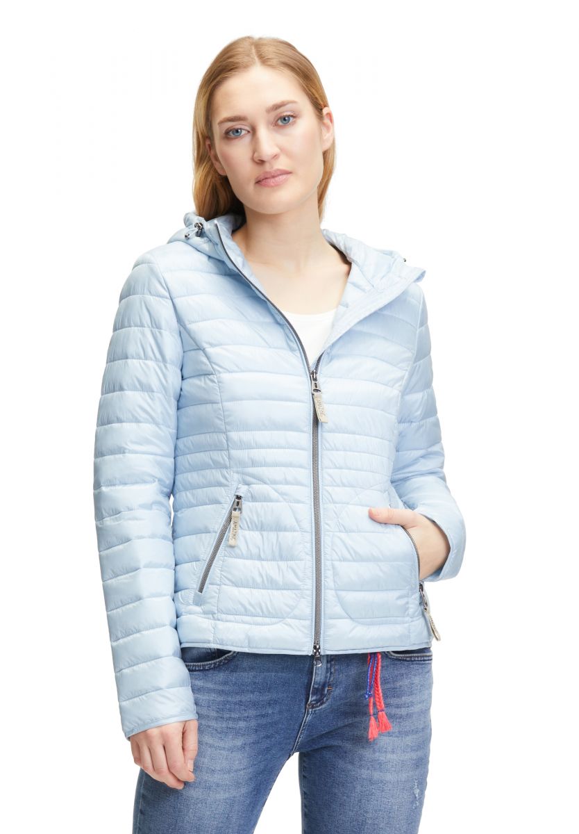 Blouson court zippé matelassé à 2025 capuche en twill de coton uni