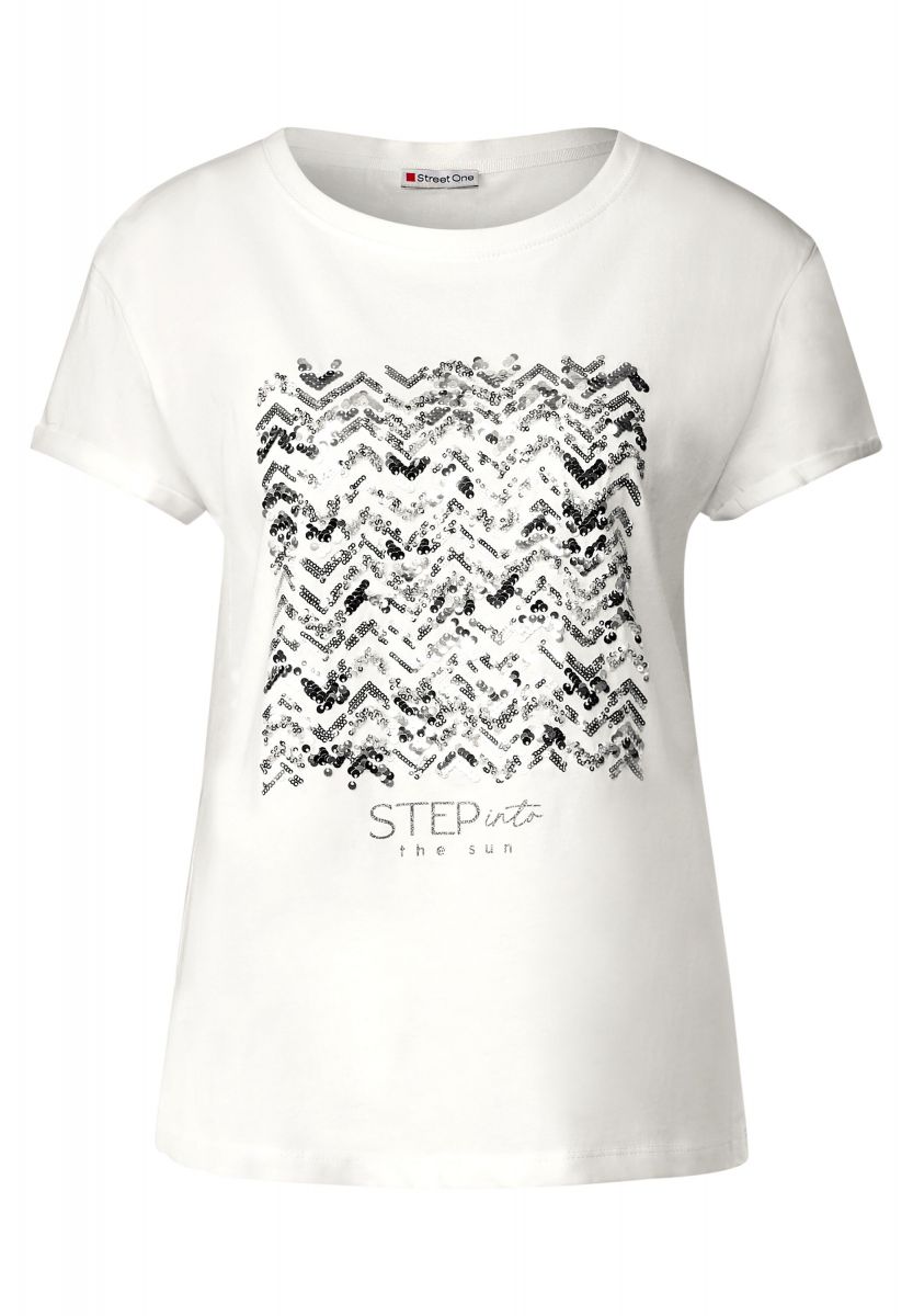 Street One T-shirt with sequin detail - white (20108) - 34