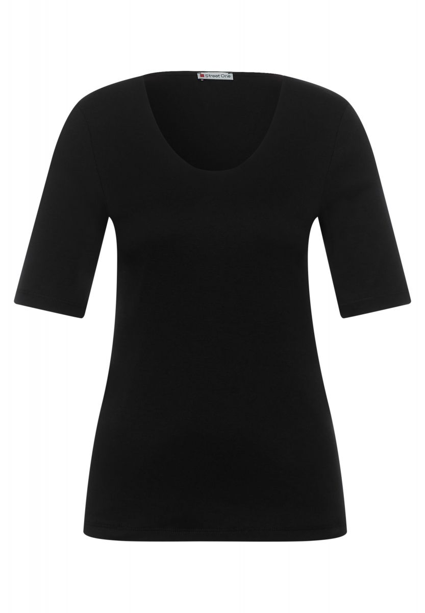 Black v outlet neck t shirt