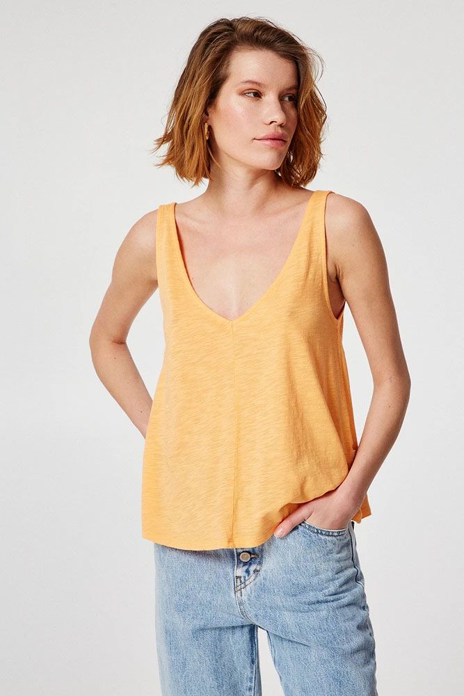 (PAPAYA - blouse ) BSB - S orange sleeveless Basic