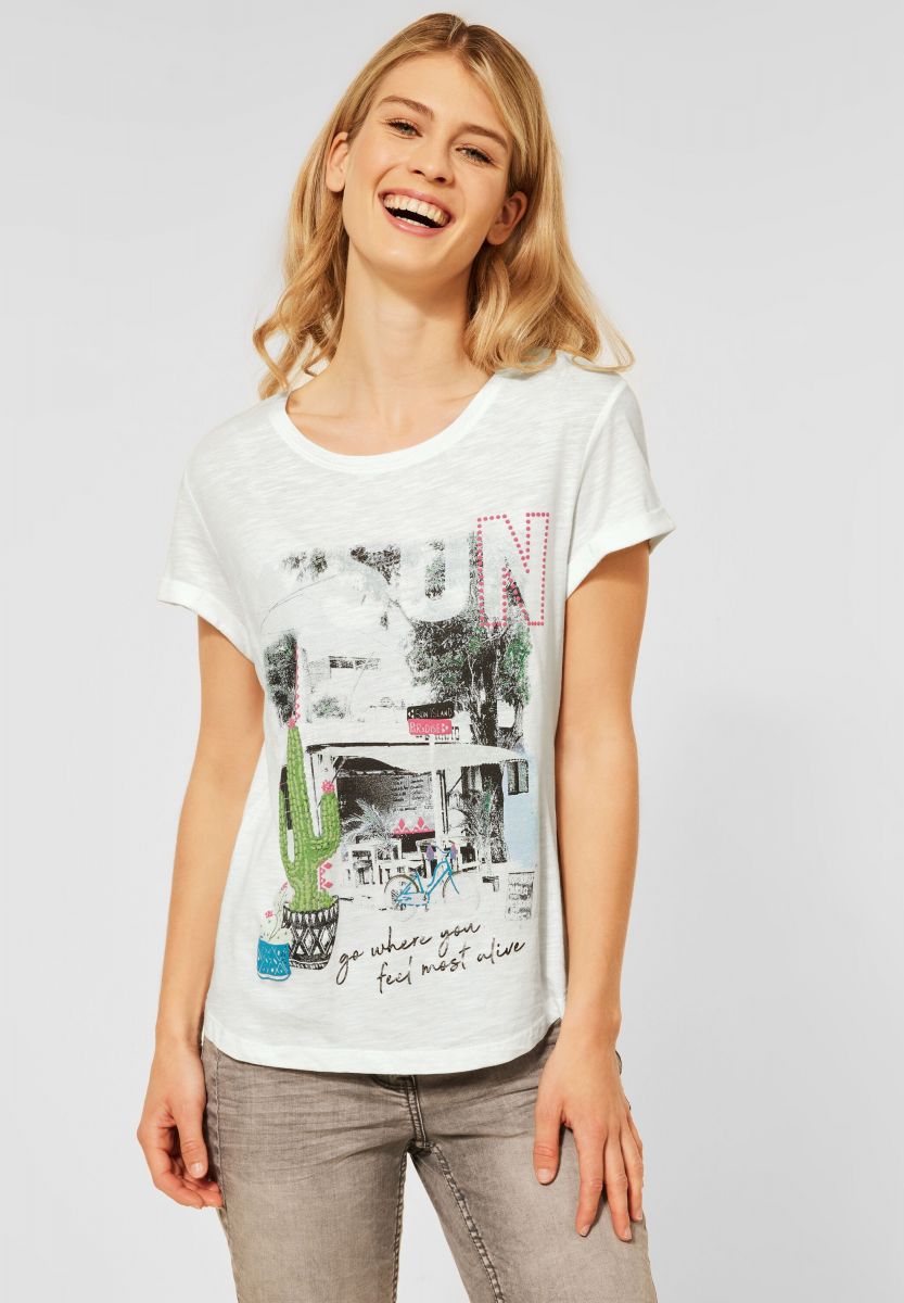 Cecil T-Shirt mit Fotoprint - weiß (33474) - S | T-Shirts