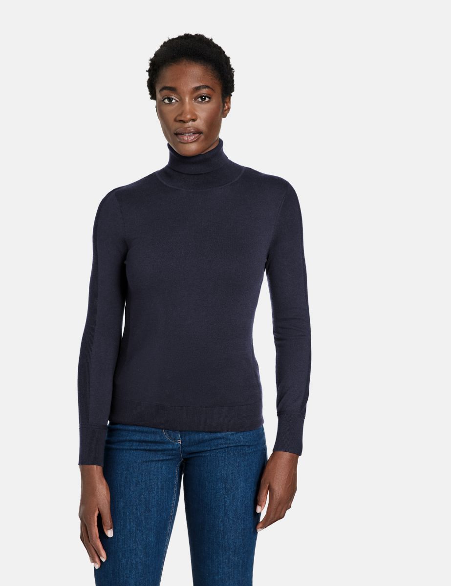 Blue turtleneck sweater on sale women's