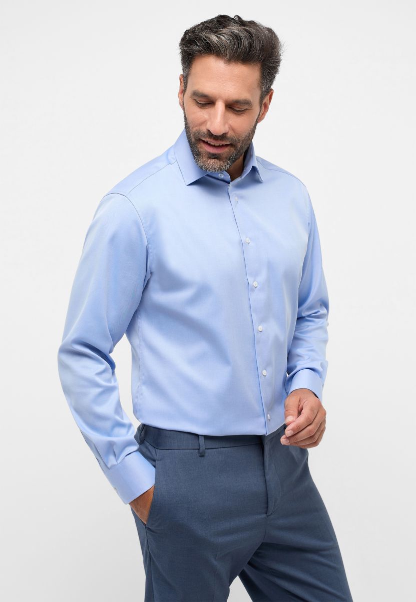 Eterna Modern Fit: long sleeve shirt - blue (14)