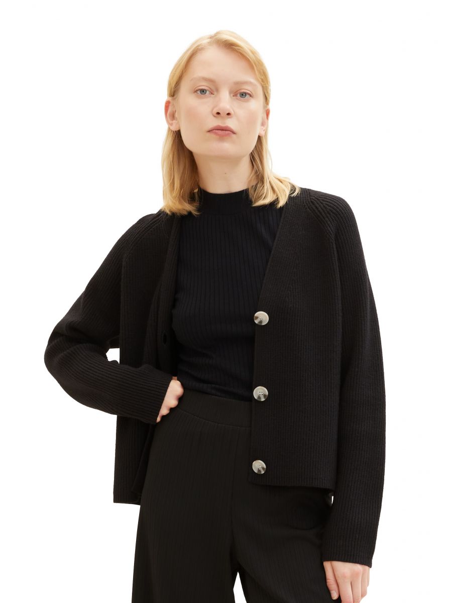Tom Tailor Denim Strickcardigan mit V-Ausschnitt schwarz (14482) S
