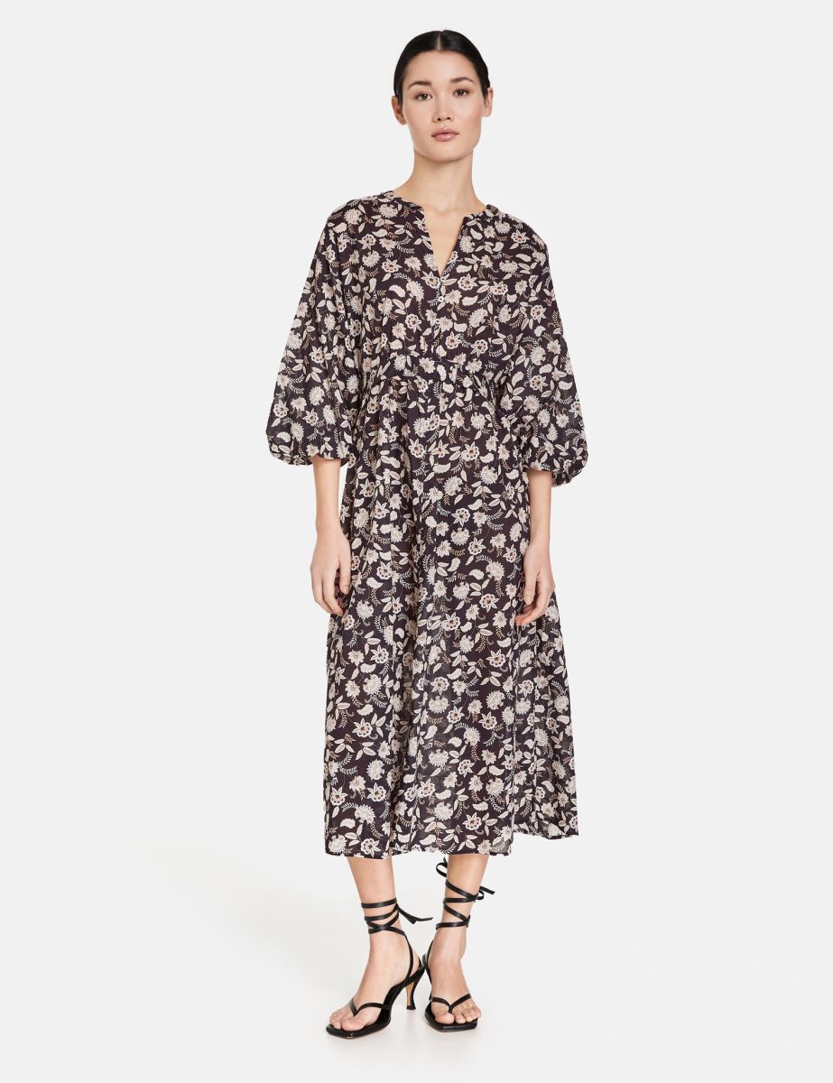 Black patterned midi dress sale