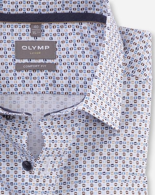 - Comfort (22) weiß/blau Fit: Businesshemd Olymp - Luxor 47