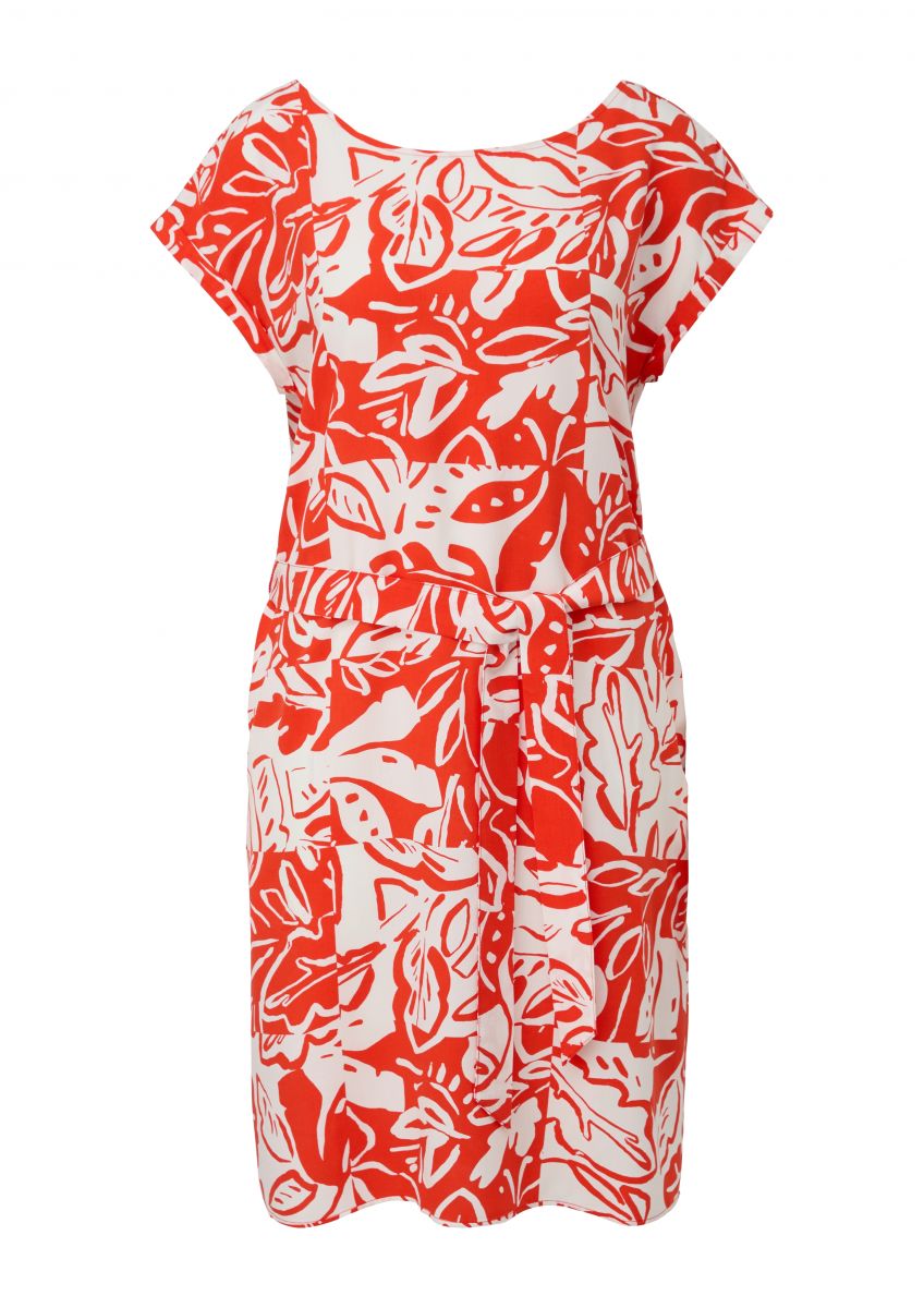 s.Oliver Red Label Sommerliches - Viskose 36 orange/weiß (25A0) - aus Kleid