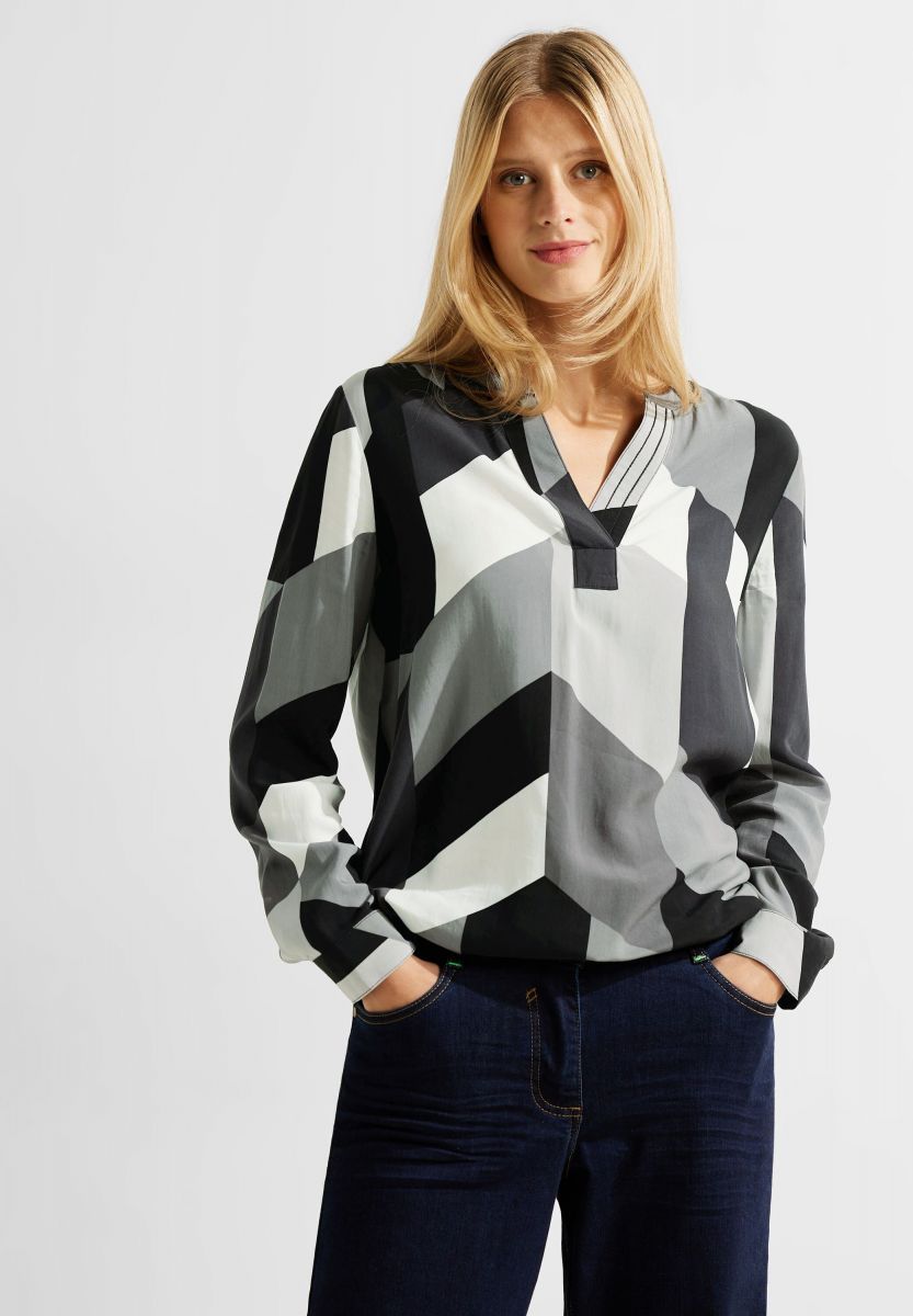 Print blouse long sleeve S - - black Cecil (30001)