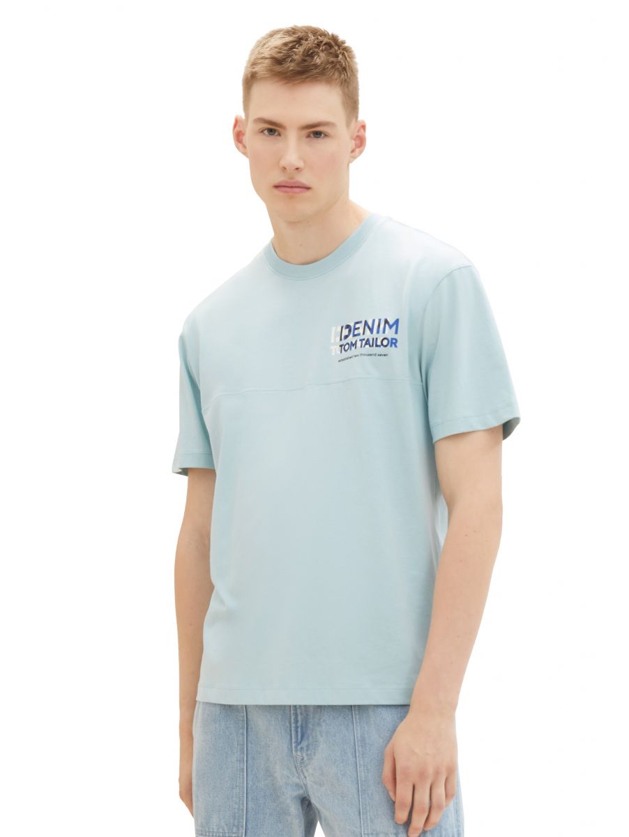 - L mit Bio-Baumwolle T-Shirt Tailor (30463) blau Denim Tom -