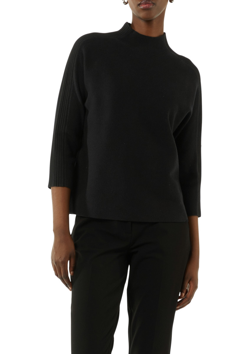 Comma Schwarzer Pullover Mit Glitzer Comma Strickpullover Mit