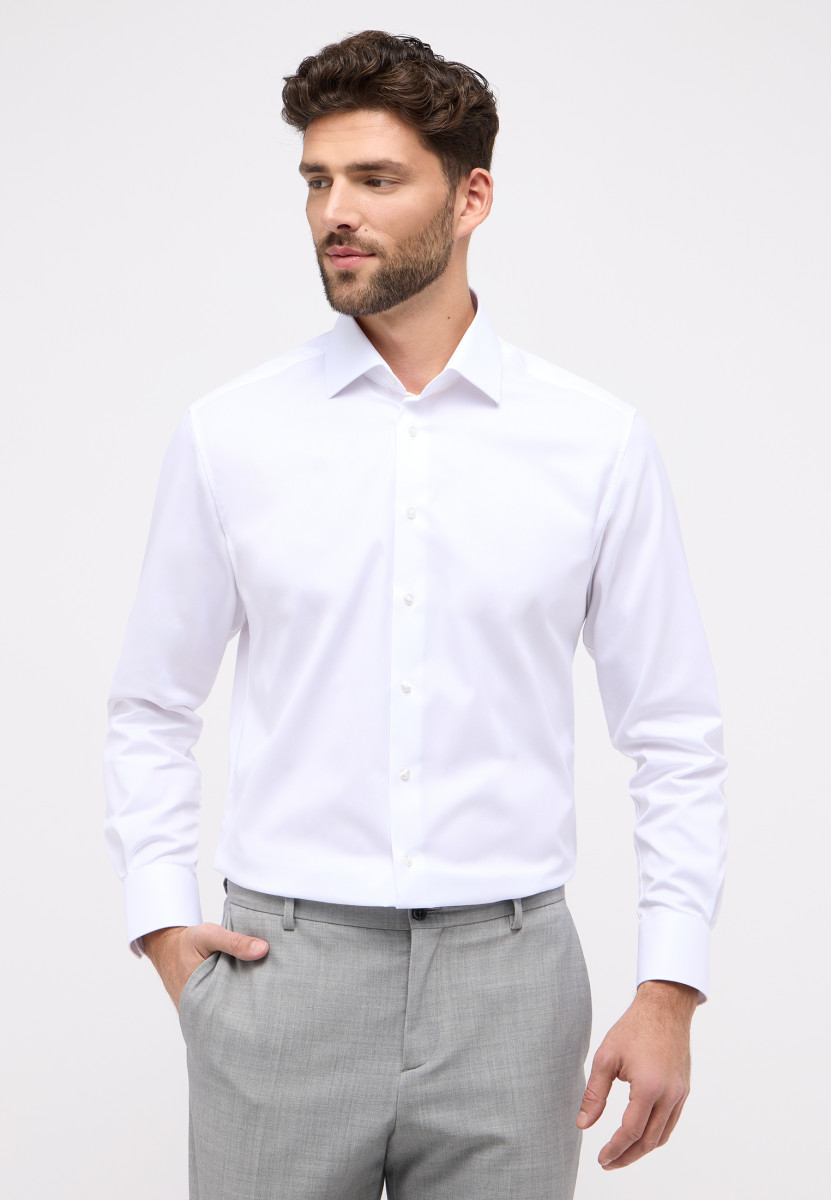 Eterna Modern Fit: long sleeve shirt - white (00)
