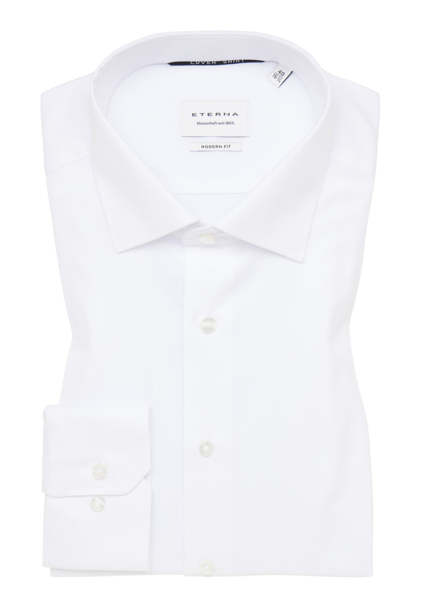 Eterna Modern Fit: long sleeve shirt - white (00)