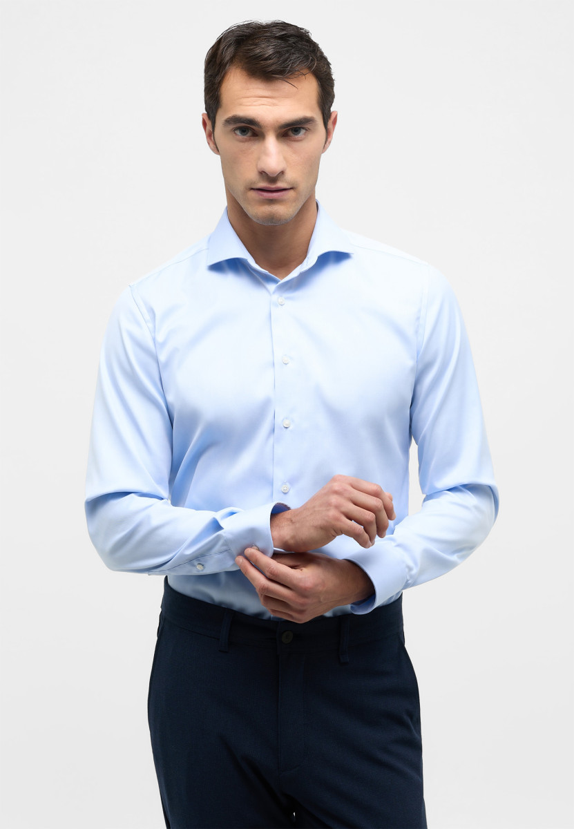 Eterna Slim Fit: long sleeve shirt  - blue (10)