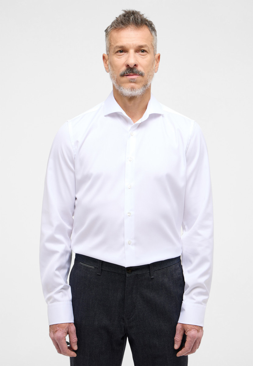 Eterna Slim Fit: long sleeve shirt  - white (00)