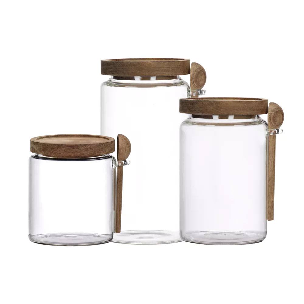 Pomax Glass with lid Tribu (Ø10x16cm) - brown/white (CLR)
