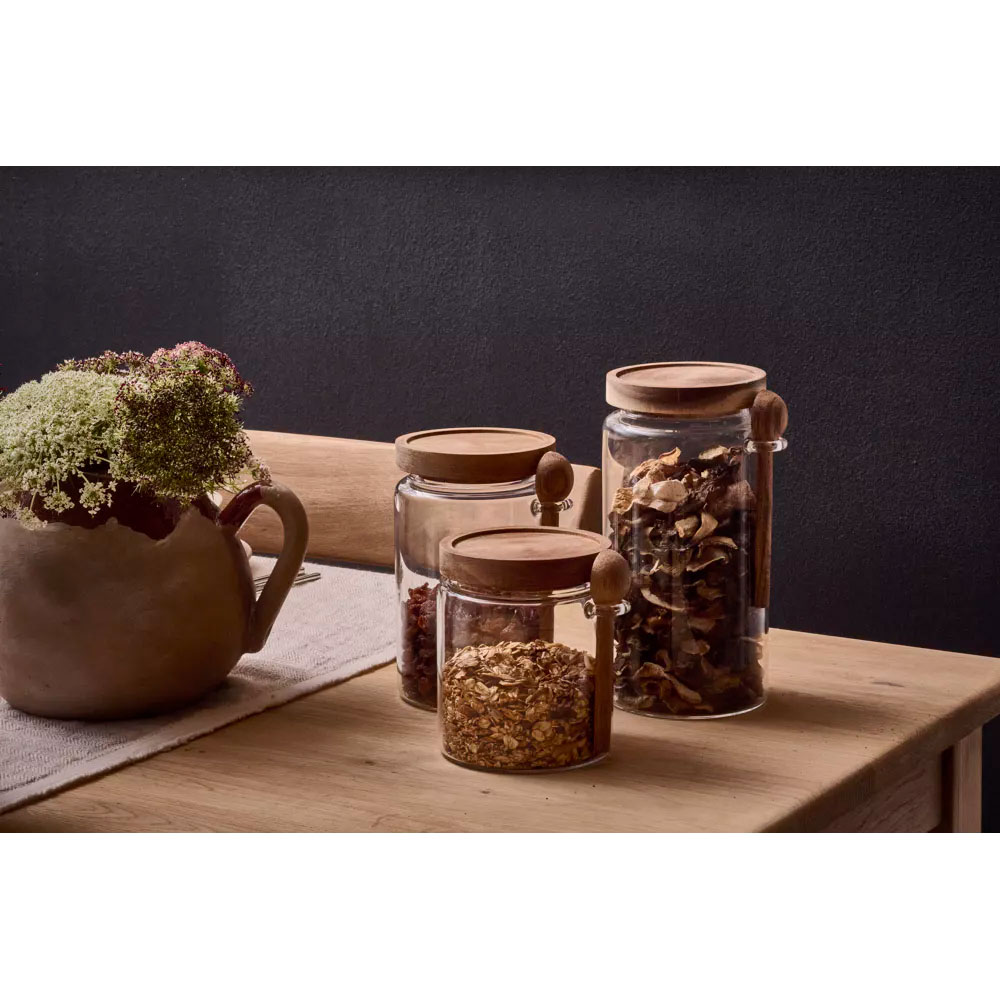 Pomax Glass with lid Tribu (Ø10x16cm) - brown/white (CLR)