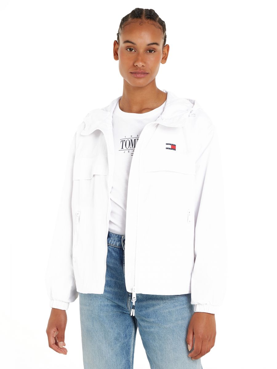 All white tommy hilfiger windbreaker sale