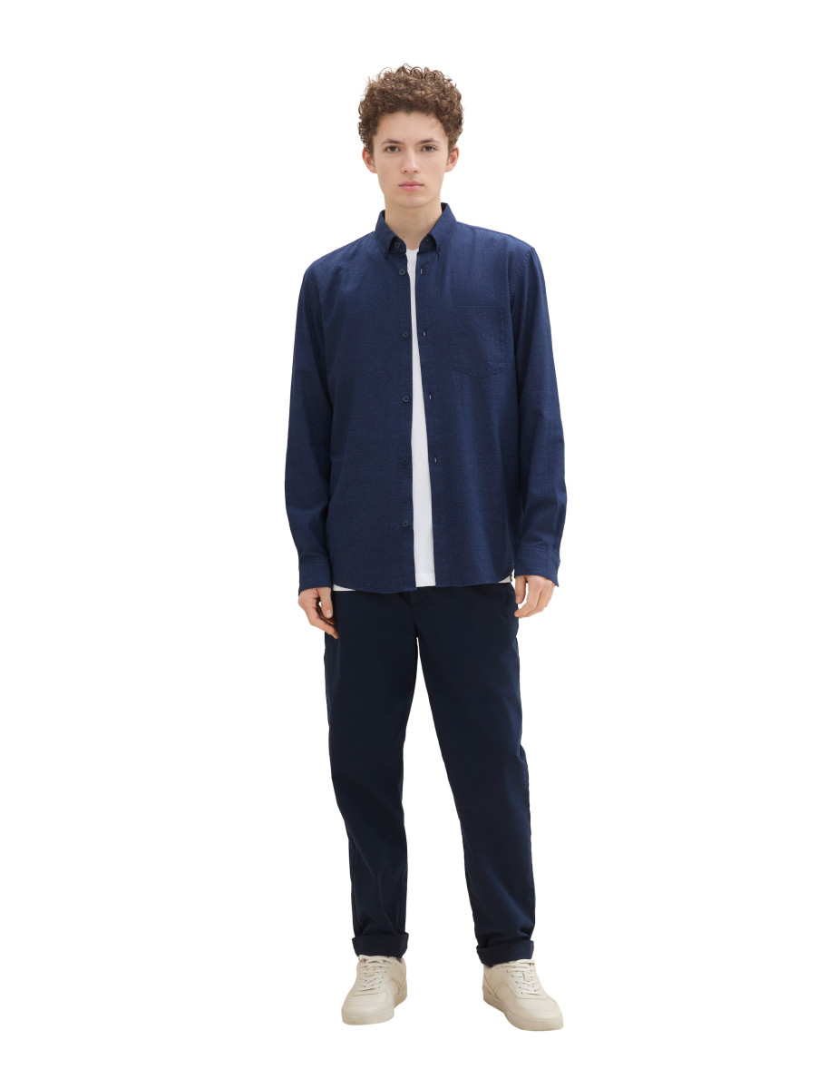 Tom Tailor Denim Chemise structurée avec poche poitrine bleu