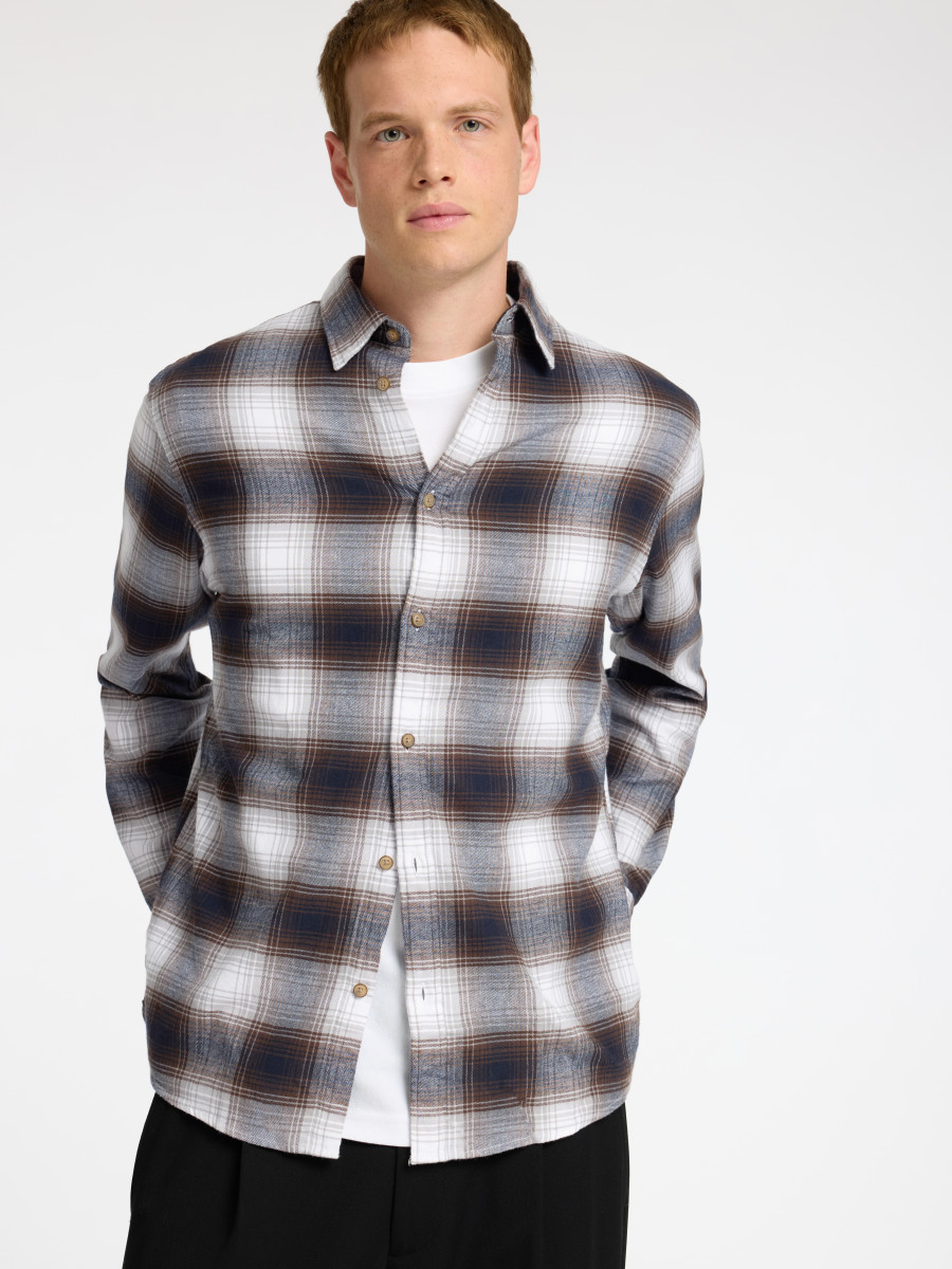 Selected Hemd - Slhslimowen - braun/weiß (178615009)