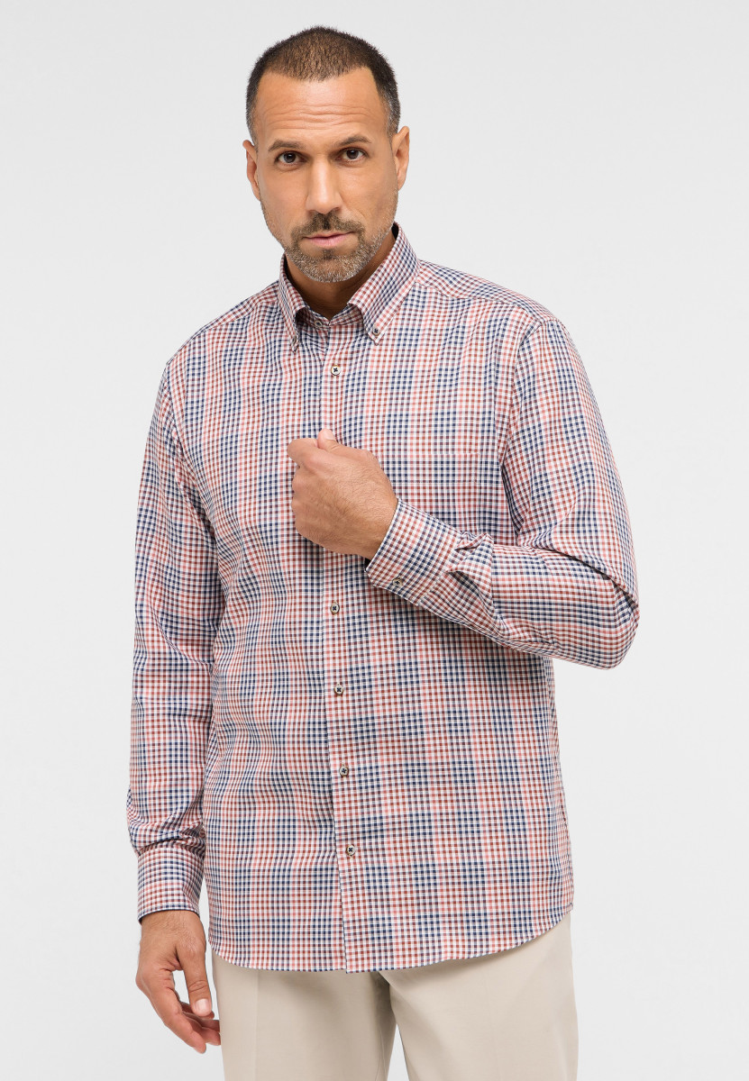 Eterna Modern Fit: Twillhemd - blau/orange (83)
