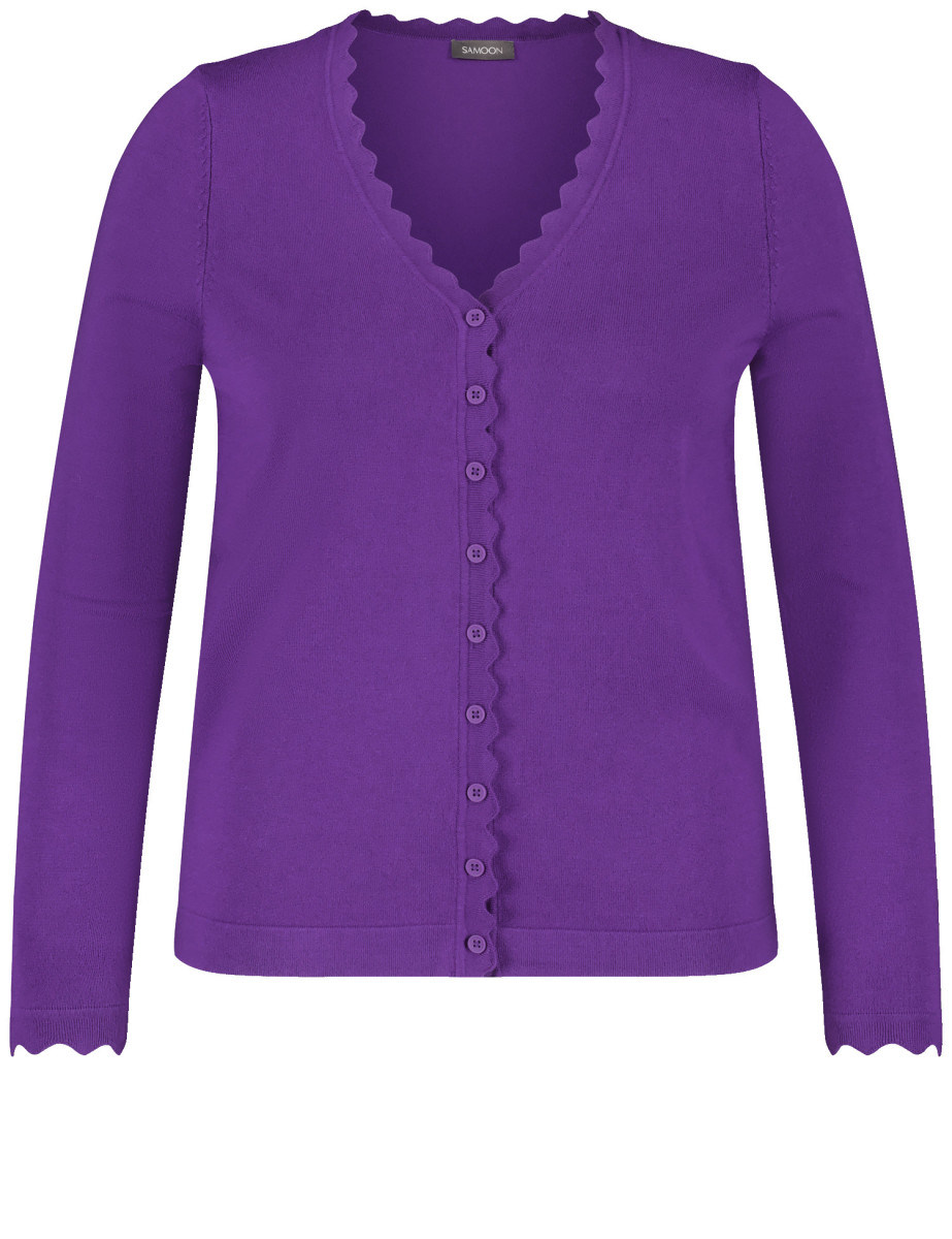 Samoon Basic cardigan with wavy edges violet (03540) 42