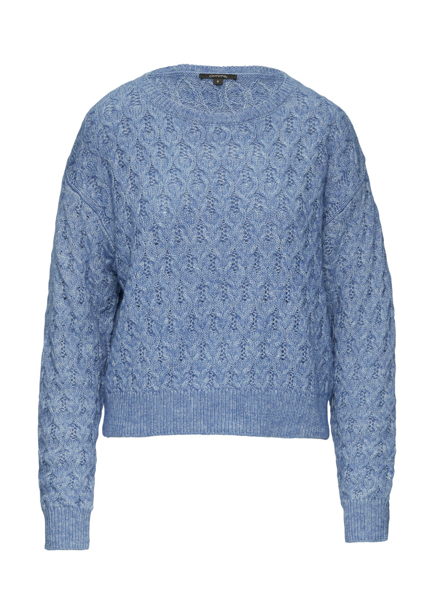 comma Zopfstrickpullover blau (55W6) L