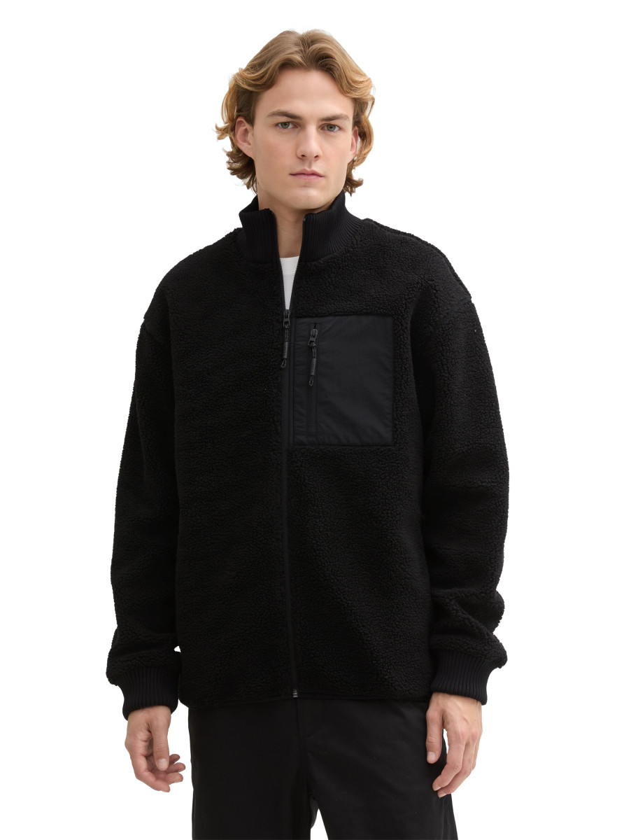 Tom Tailor Denim Teddy Jacke mit Stehkragen - schwarz (29999)