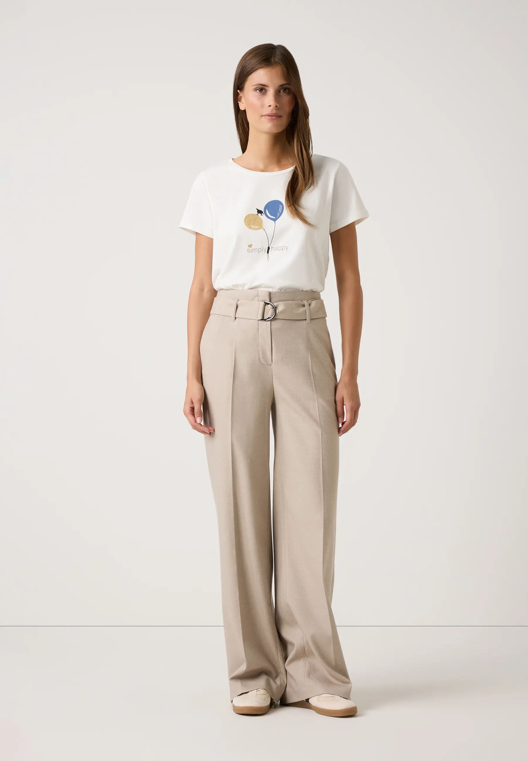 More & More T-Shirt mit Platzierungsdruck - beige/blau (0041)