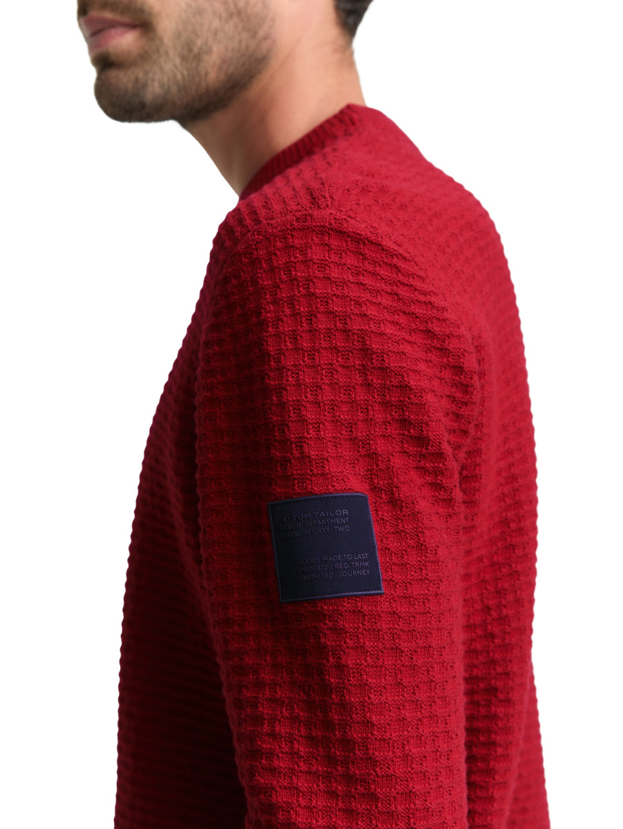 Tom Tailor Strickpullover mit Rundhalsausschnitt - rot (10814)
