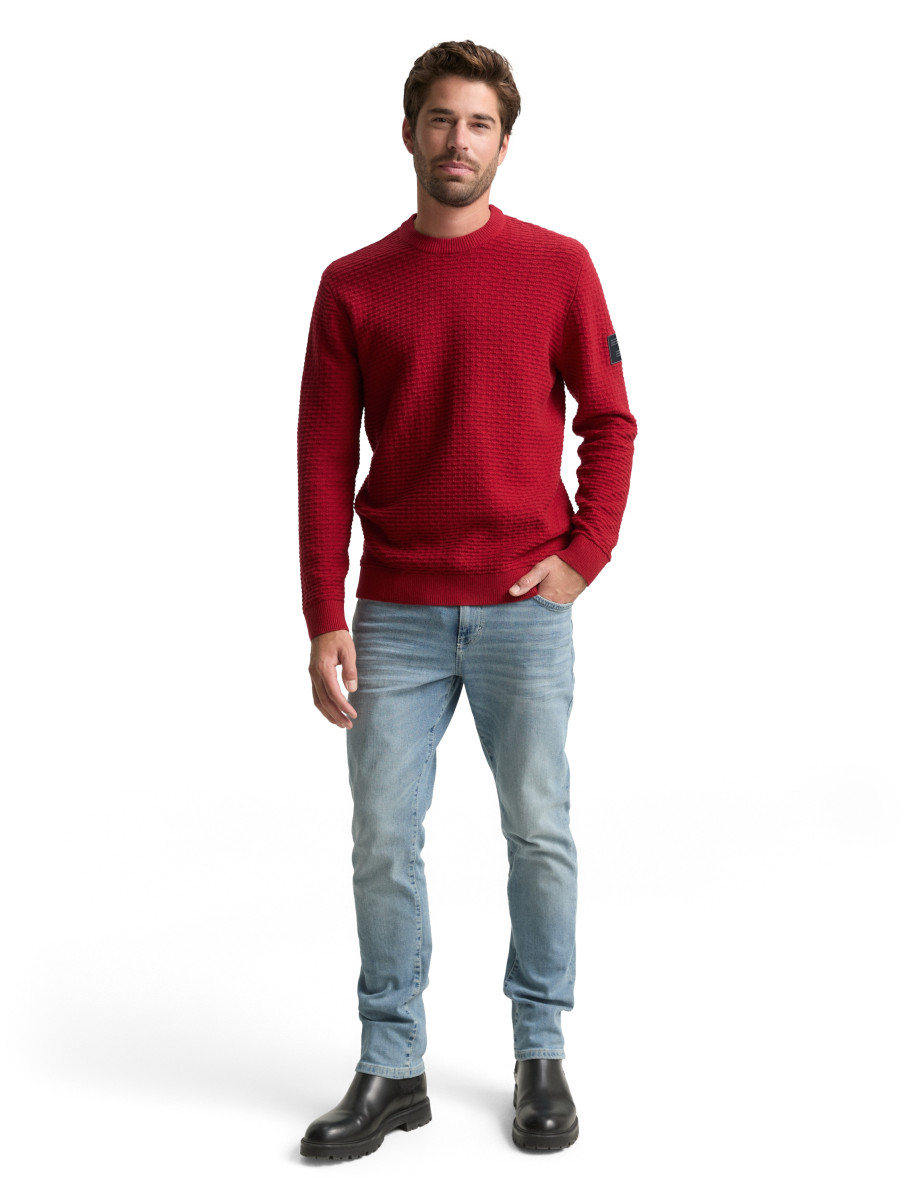 Tom Tailor Strickpullover mit Rundhalsausschnitt - rot (10814)