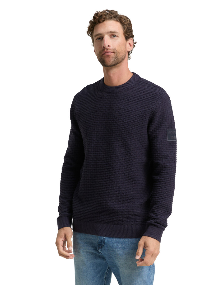 Tom Tailor Strickpullover mit Rundhalsausschnitt - blau (10668)