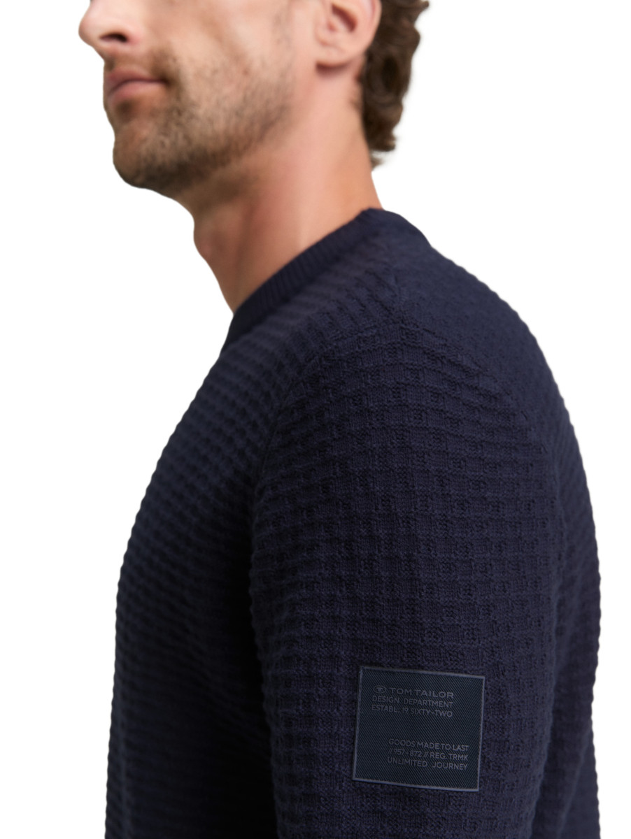 Tom Tailor Strickpullover mit Rundhalsausschnitt - blau (10668)